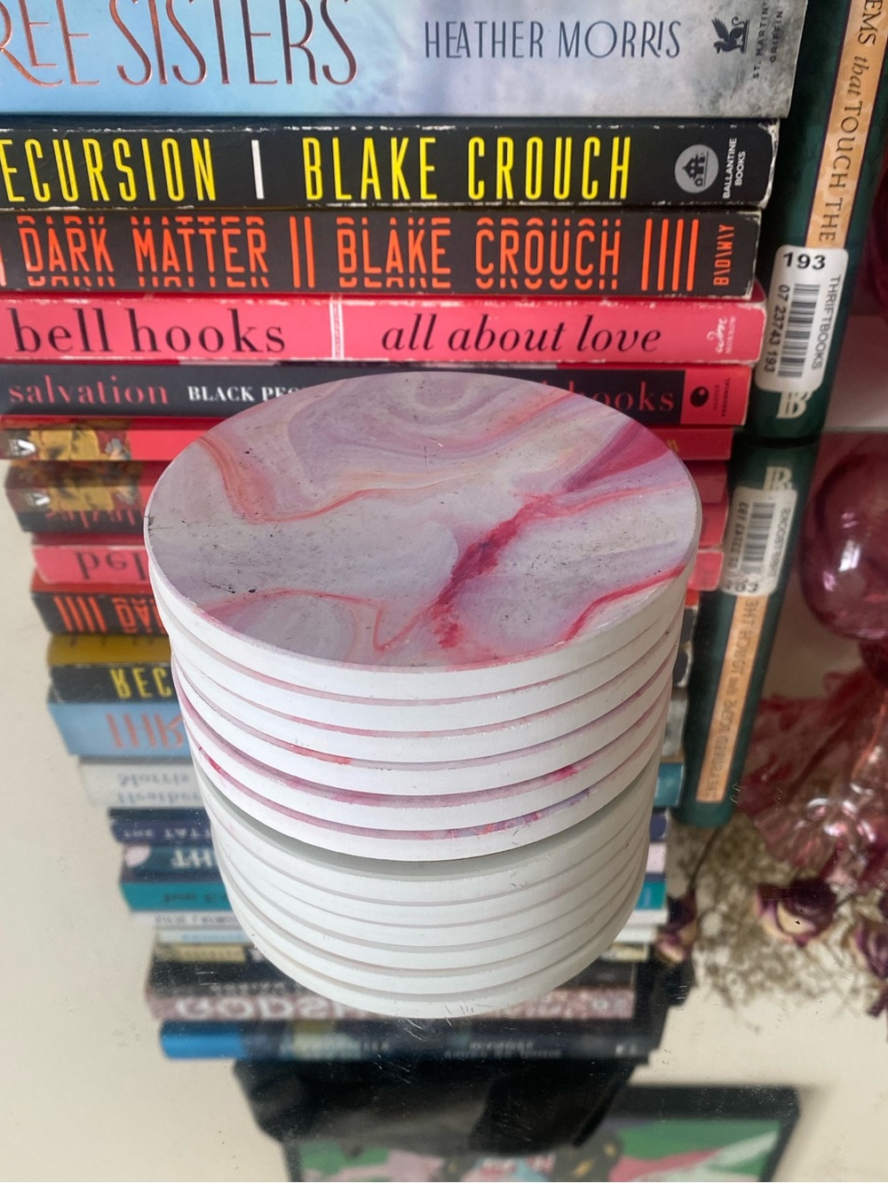Pink Marbled Coasters - Set of 6